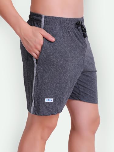 Image of T.T. Cotton Blend Shorts for Men | Regular Fit | Elasticated & Zipper | 2 Sided Pockets & 1 Back Pocket | Solid | Above Knee Length Bermuda Short | Ideal for Casual Outings