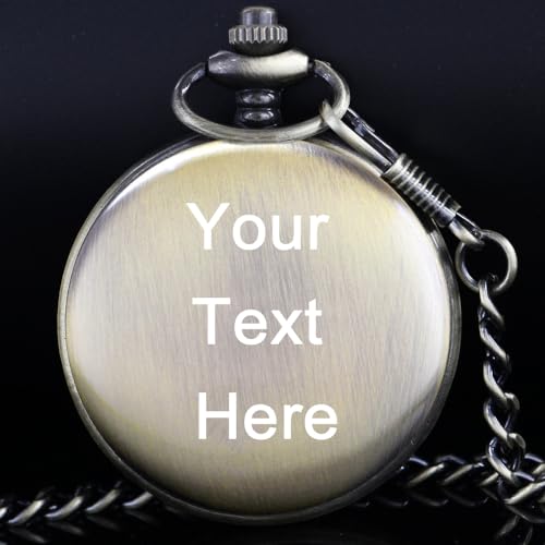 Image of Tiong Pocket Watch Anchor Pattern Design Roman Numerals Quartz with Chain Birthday Gifts