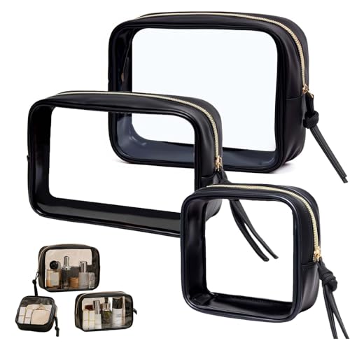 Xanthelle Neceser Transparente, Paquete de 3 Bolsas Cosméticas Transparentes, Pequeña Bolsa para Artículos de Higiene y Líquidos, Bolsa de Mano Neceser de Viaje