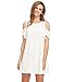 Milumia Women's Cold Shoulder Ruffle Sleeves Loose Tunic Shirt Shift Dress White S