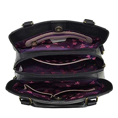 Image of Anuschka Women's Leather Satchel - Hand-Painted Genuine Leather Handbag with Detachable Strap for Everyday Use - 690, Satchel