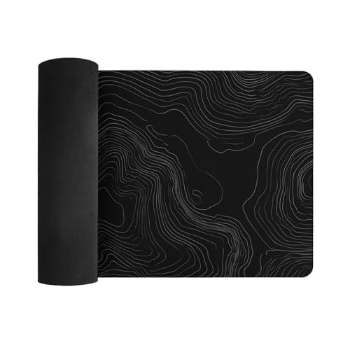 Image of Minimalist Topographic Map Extended Gaming Mouse Pad, with Stitched Edges Large Mouse Pad Desk Protector, Rubber Base Mousepad Keyboard Mouses Mat for Work Game Office Home- 32 inch X 16 inch Inch