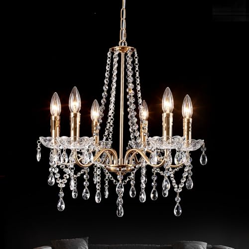 LXWNYY Moderne Lustres Cristal,Lustre Cristal Salon,Lustre Salon Baroque,Gouttelette Lustre Éclairage,pour Salon,Chambre, Cuisine, Couloir, Salle à Manger...