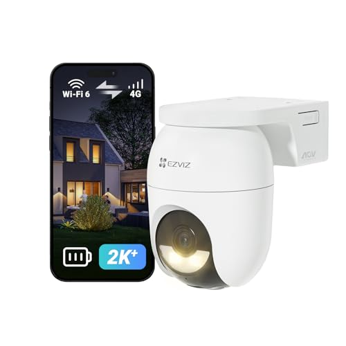 EZVIZ CB8 Lite 4G Cámara Vigilancia WiFi Exterior con Bateria 4MP, 360° PTZ con AOV, Detección de Persona/Vehículo, Visión Nocturna Color, Seguimiento Automático, Audio Bidireccional, Defensa Activa