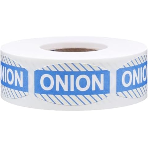 Onion Grocery Store Labels, Bakery Food Flavor Labels, 0.75 x 1.375 Inch Oval Shape, 500 Total Strong Adhesive Stickers, Ideal for Grocery Stores, Restaurants, Delis, and Food Trucks Cover