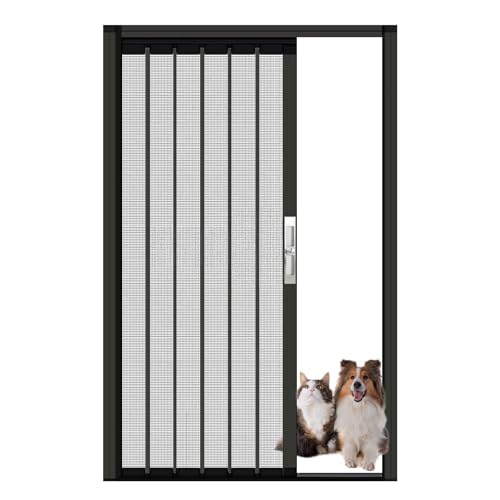 Porte Moustiquaire Pliante et Rétractable, Porte Accordéon Interieur Coulissante Sans Perçage avec Verrou, Séparateur de Pièce Maille Cadre Alu pour...