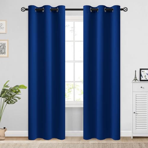 Image of COSVIYA Grommet Room Darkening Royal Blue Curtains 84 inch for Bedroom | Light Blocking Insulated Thermal Curtains for Living Room, Blackout Thick Polyester Window Drapes,38x84 inches, 2 Panels