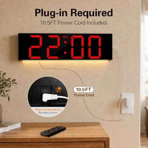 Image of JALL 22 inch Extra Large Digital Wall Clock, Giant LED Display with Remote Control, Digital Clock with Jumbo Numbers, Countdown Timer for Gym, Office, Living Room, Classroom, Home Decor, Warehouse