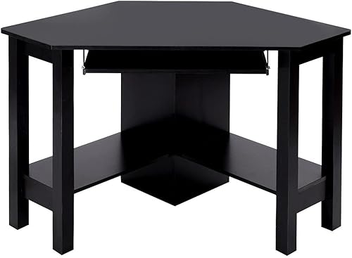 JIESEING - Escritorio esquinero de madera con cajones escritorio para computadora estudio oficina escritorio esquinero negro color A tamaño 475 x 24