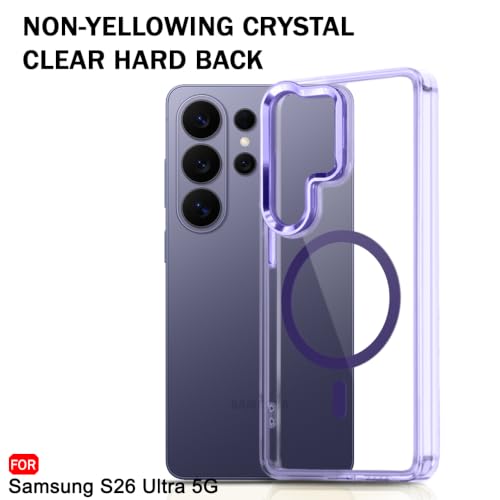 Image of TheGiftKart for Samsung S26 Ultra Case | Shockproof Hard Back Cover | Built-in Stand | Hybrid Shockproof Galaxy S26 Ultra Back Cover Case (PC & TPU, Clear Back, MagSafe Compatible, Transparent Violet)