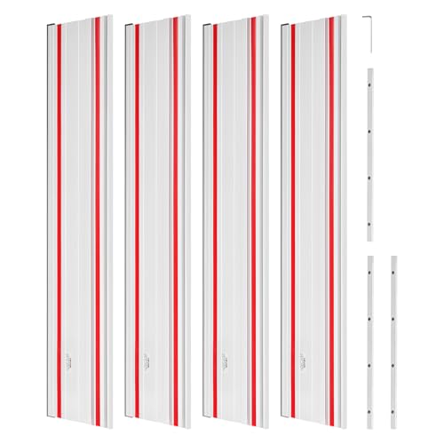 VEVOR Track Saw Guide Rail, 110-Inch Cutting Range, Kit Includes 4 x 27.5 in Aluminum Extruded Guide Rails and 3 Connectors, Compatible with Makita, Festool & WEN Track Saws, for Woodworking Projects