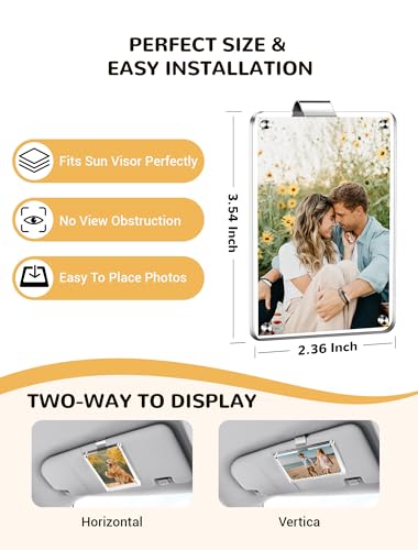 4 Pack Car Picture Holder, Clear Acrylic Magnetic Car Photo Holder, Horizontal & Vertical Photo Car Visor Photo Clip, Personalized Car Picture Frame, Suitable for Adding Family, Personal or Pets Photos - Image 4