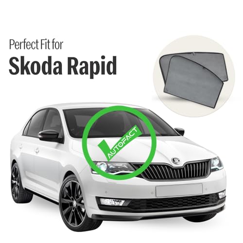 Image of Autofact Car Sunshades for Skoda Rapid, UV Protection, Useful Car Accessories, Custom fit Sun Shades for Side Windows, Set of 4