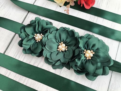 Flower Girl Sash Belt for Dresses Bride/Bridesmaid Sash Belts Flower Pearls Sashes for Wedding Dress4
