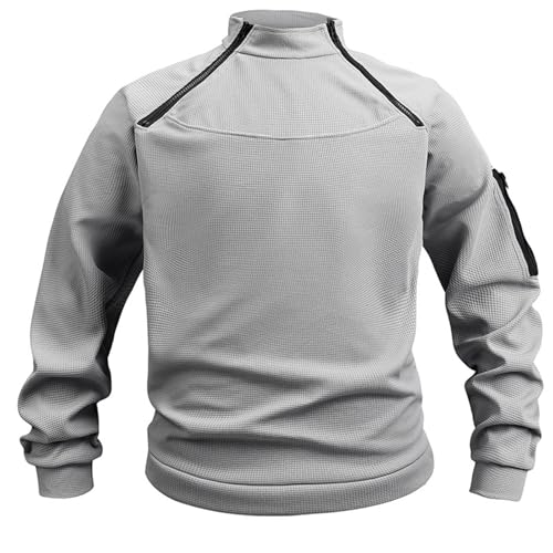 Men's Sweaters Stand Collar Quarter Zip Pullover Slim Casual Fleece Long Sleeve Big and Tall Oversized Sweatshirts