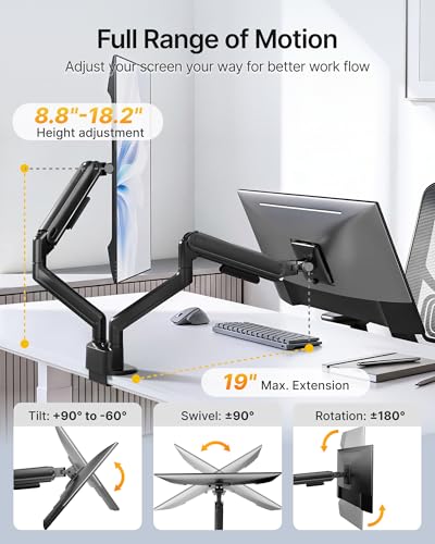 Support double moniteur anti-douleurs cervicales bras mécanique robuste réglable monTEK - 4