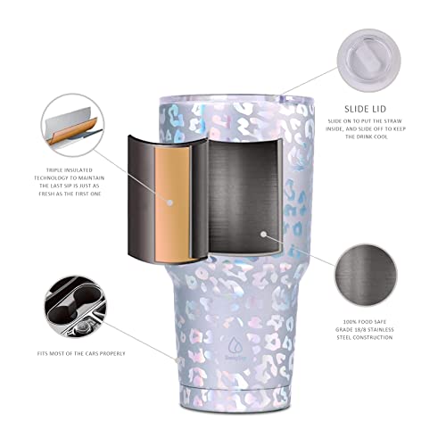 Swig Sip Stainless Steel Tumbler - 30Oz Double Wall Coffee Cups Dishwasher Safe Vacuum Insulated Travel Coffee Mug (Laser Siver) #TOP3