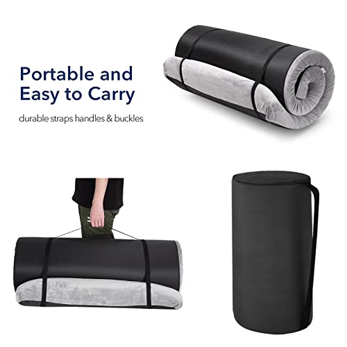 Memory Foam Camping Mattress, Homhougo Roll Up Foam Mattress With Removable Waterproof Cover, 3-Inch Travel Mattress With Storage Bag, Single 74" X 30" #TOP3