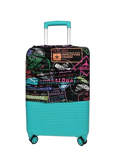 Image of Printed Luggage Cover for Traveling Bag & Suitcase - Stretchable & Scratchproof Trolley Protector with Velcro Lock & Lightweight Washable Material(Suitcase Bag Not Included, Only Cover in Product)