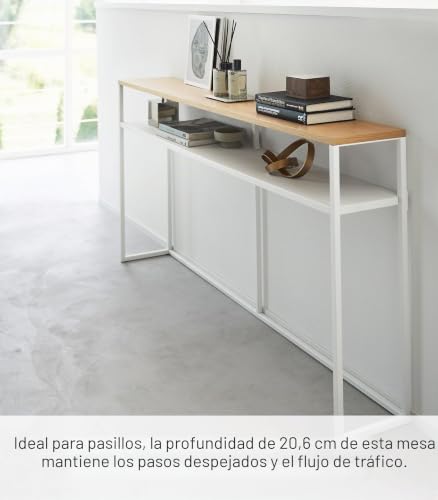 Mesa de entrada YAMAZAKI 2028 de madera y acero estilo nórdico 5