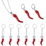 Llaveros De Pimienta De Simulación De 6 Piezas Y Aretes Y Collares De 3 Piezas, Lo Que Significa Buenos Deseos, Accesorios para Coles De Teléfonos Móviles En Estilo Folclórico.