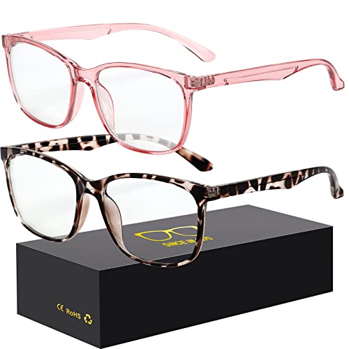 Image of Oilway Blue-Light Blocking Glasses Computer Reading /Gaming /TV /Phones Glasses Fashion Anti Eyestrain Glasses for Women Men(B8 Douhua + Pink)