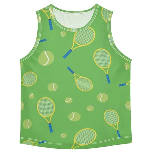 J JOYSAY Cartoon Tennis Light Green Boys Tank Top Sleeveless Muscle Shirts Quick Dry Workout Active Sport Kids T-Shirts 3-15T
