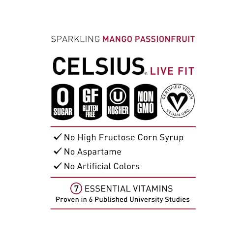 Celsius FGSS1253 Sparkling Mango Passionfruit, Functional Essential Energy Drink 12 Fl Oz  thumb #3