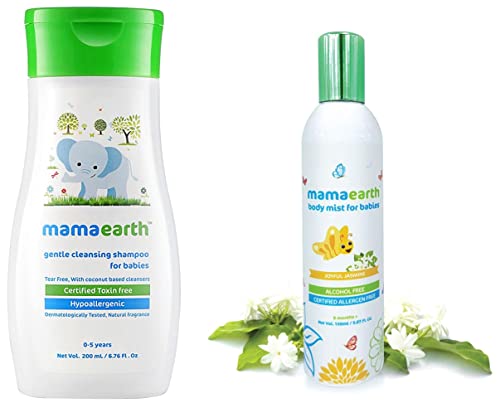 Image of Mamaearth Gentle Cleansing Shampoo for Babies (200 ml) & Perfume Body Mist for Babies and Kids with Allergen Free Jasmine Fragrance for All Day Freshness 150 ml