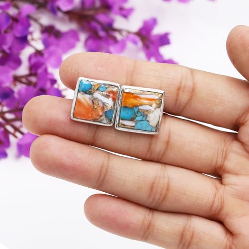 Mancuernas de plata 925 con turquesa natural para hombre miniatura 6