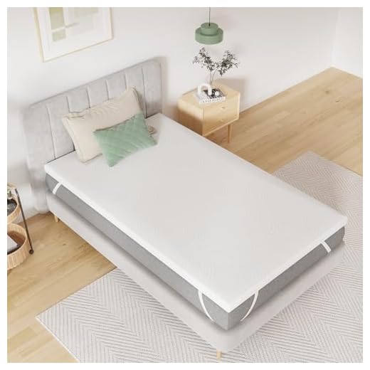 Novilla Materasso Topper 80x190 Altezza 5 cm, Coprimaterasso in Schiuma di Fibra, Topper Matrimoniale Assorbente e Traspirante con 4 Angoli Dotato di Cinghie Elastiche