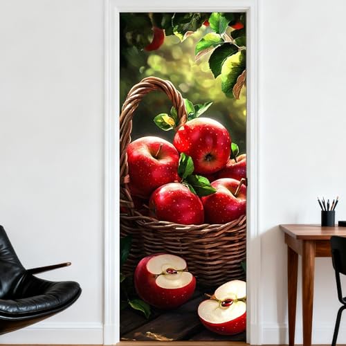 Image of Nuxovilar Apple Basket Door Stickers Peel Stick PVC 30.3x78.7 in