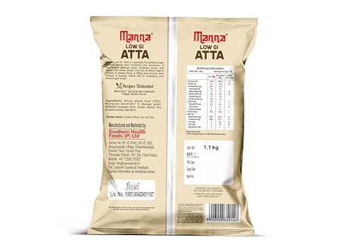 Image of Manna High Protein Multigrain Atta Low GI Sugar Control with 21g Protein, 14g Fibre (in 3-4 Rotis) 2. 2kg
