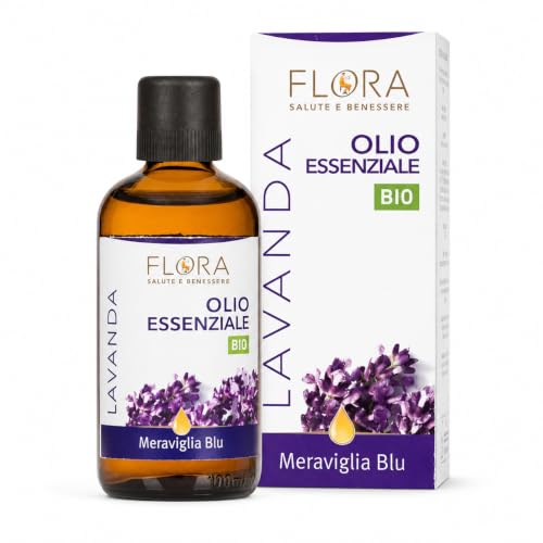 flora olio essenziale lavanda 100 ml – 100% puro bio-codex – distillazione a vapore – profumo rilassante – per diffusore, profumatore ambienti – aroma naturale per alimenti