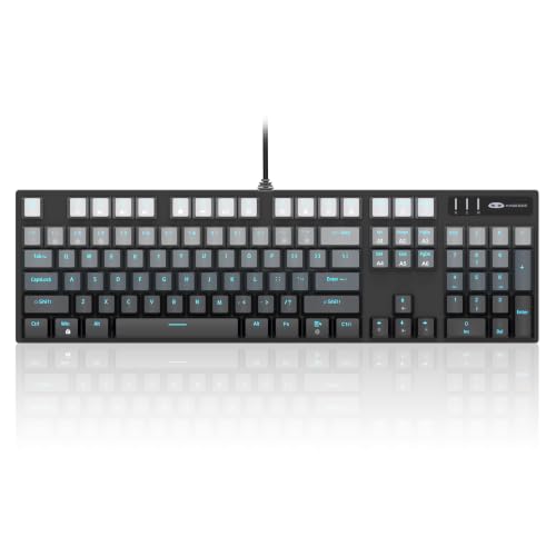 Image of MageGee MK-Storm Mechanical Gaming Keyboard, 104 Keys Wired Light Up Keyboard with Linear Red Switch, Ice Blue Backlit, Double-Shot Keycaps, N-Key Rollover for Laptop, Desktop, PC (Gradient Gray)