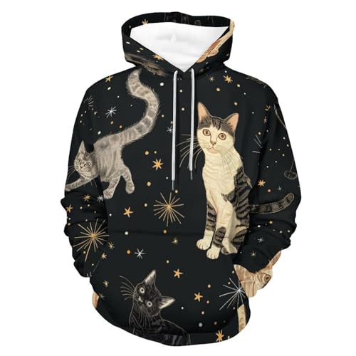 Sweatshirt pullover chat étoile-lune manches longues vêtement automne hiver taille S mixte