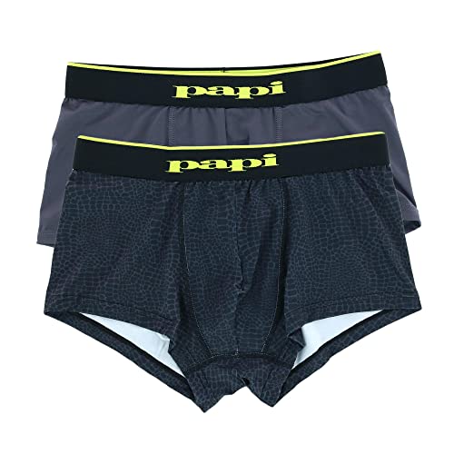 Papi Men's Microflex Brazilian Trunk 2 Pack - UMPA048 (Charcoal Leopard, Medium)