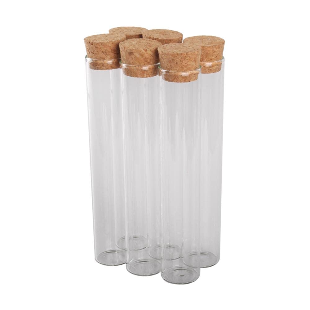 Szklane probówki z pokrywkami, Opakowanie 60 przezroczystych szklanych probówek z korkiem 22 mm x 120 mm, 34 ml do prac rękodzielniczych
