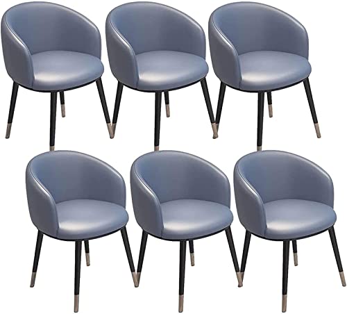 SJIALEN Modern Dining Chairs Set of 6, for Living Room Reception Office Chairs PU Leather Seat Backrest Metal Legs Kitchen Chairs Kitchen Chair (Color : Light Blue, Size : 42x42x75cm)