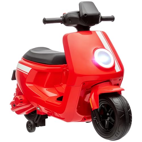 AIYAPLAY Kinder Elektro-Motorrad, 6V Kindermotorrad mit Scheinwerfer, Musik, Vor- und Rückwärtsgang, Trainingsräder, 1,5-3 km/h, Elektromotorrad für 1,5-3 Jahre Kinder, Rot AIYAPLAY Kinder Elektro-Motorrad, 6V Kindermotorrad mit Scheinwerfer, Musik, Vor- und Rückwärtsgang, Trainingsräder, 1,5-3 km/h, Elektromotorrad für 1,5-3 Jahre Kinder, Rot