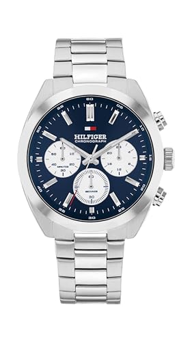 Tommy Hilfiger Chronograph Quarz Uhr für Herren mit Silbernes Edelstahlarmband - 1710722