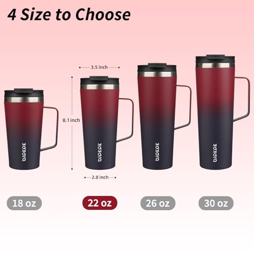 Image of BJPKPK 22oz Insulated Tumbler with Handle, Lid & Straw, Stainless Steel