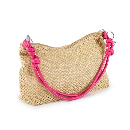 Bolso tote de paja tejida para verano y playa, estilo hobo con asas de cuerda de PU, sin forro miniatura 1