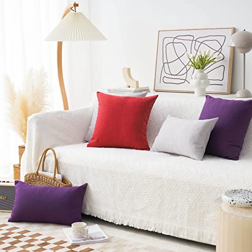 Home Brilliant Pillow Covers 24X24 Supersoft Linen Euro Sham Decorative Throw Pillow Cushion Cover For Bench Bed, 60X60Cm, Burgundy #TOP1