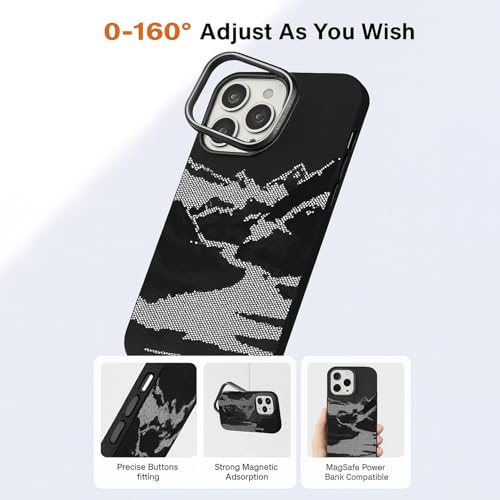 Image of AIBEX Aramid Fiber Mag-Saf Case Compatible for iPhone 16 Pro | Slim Protective Back Cover with Built-in Magnets | Wireless Charging Support | Camera Ring Stand | Shockproof with Air Guard Corners