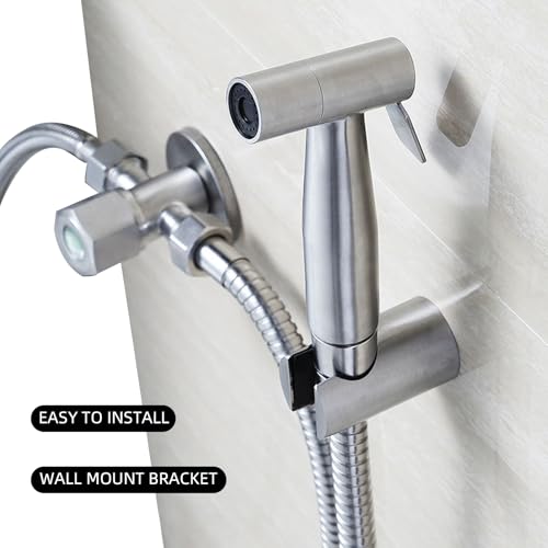 NIYATA Bidet Handbrause für Toilette,Bidet Edelstahl Handbrause mit 1.5M Schlauch und Halterung,Wandhalterung Hand Bidet Sprayer für Waschbecken Bad Küche
