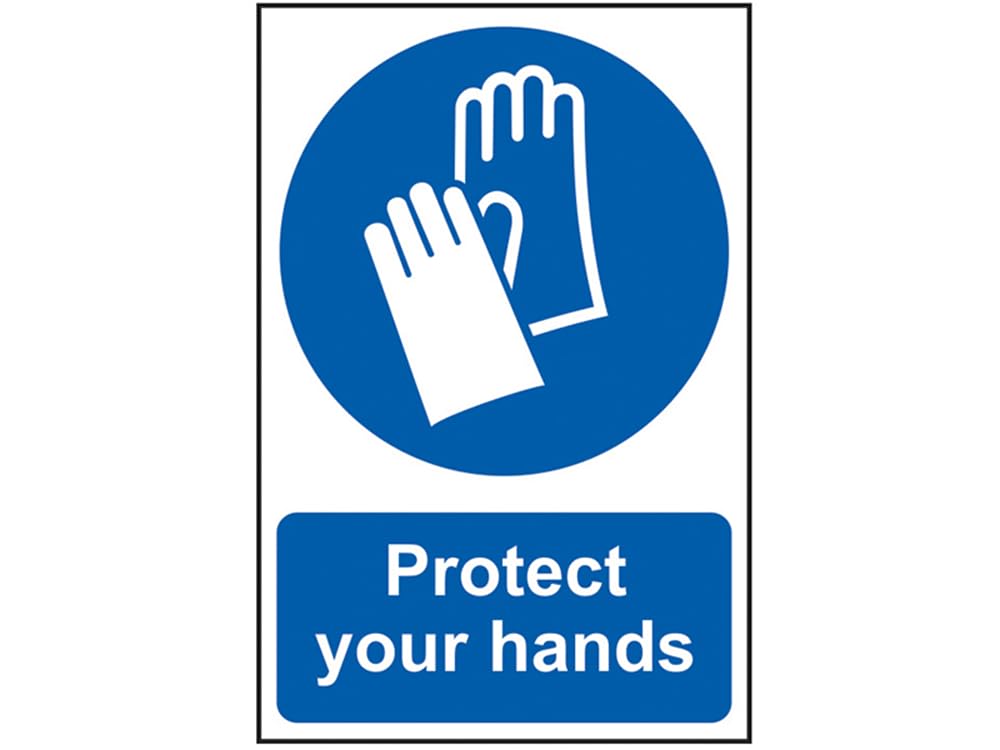 Mandatory Self-Adhesive PVC Sign 200 x 300mm - Protect Your Hands