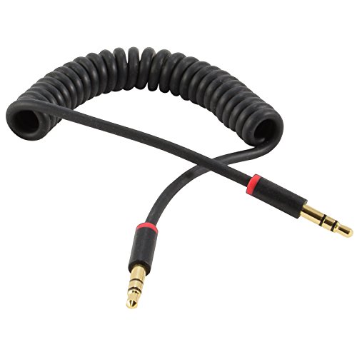 Cable auxiliar 3.5mm Stereo enrollado 3 pies miniatura 1
