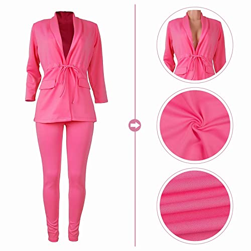 Outfits Elegant Business Suit - Sexy 2 Piece Outfits for Women Drawstring Waist Draped Blazer and Pencil Pants Set3