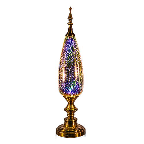 Porseme Table Lamp Decorative Turkish Arabian Desk Lamp with Handmade 3D Effect Glass and Bronze Base for Bedroom, Bedside, Living Room, Office - image 1